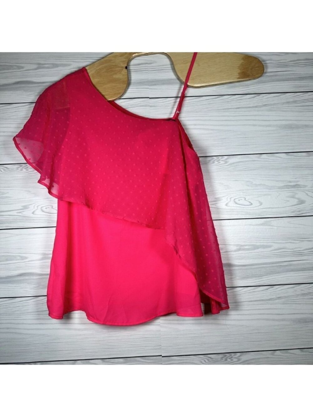 Boutique Brand Andree by Unit Swiss Dot One Shoulder‎ Hot Pink